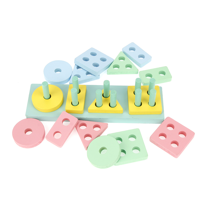 Toy Wholesale China Children Preschool Educational Sorting Ring Blocks Wooden Shape Sorter Puzzle Cheap Toys