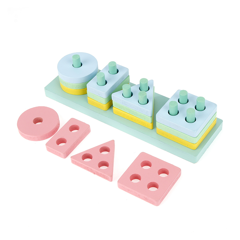 Toy Wholesale China Children Preschool Educational Sorting Ring Blocks Wooden Shape Sorter Puzzle Cheap Toys