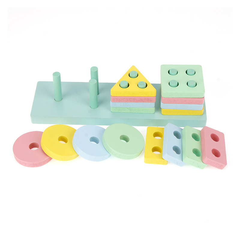 Toy Wholesale China Children Preschool Educational Sorting Ring Blocks Wooden Shape Sorter Puzzle Cheap Toys