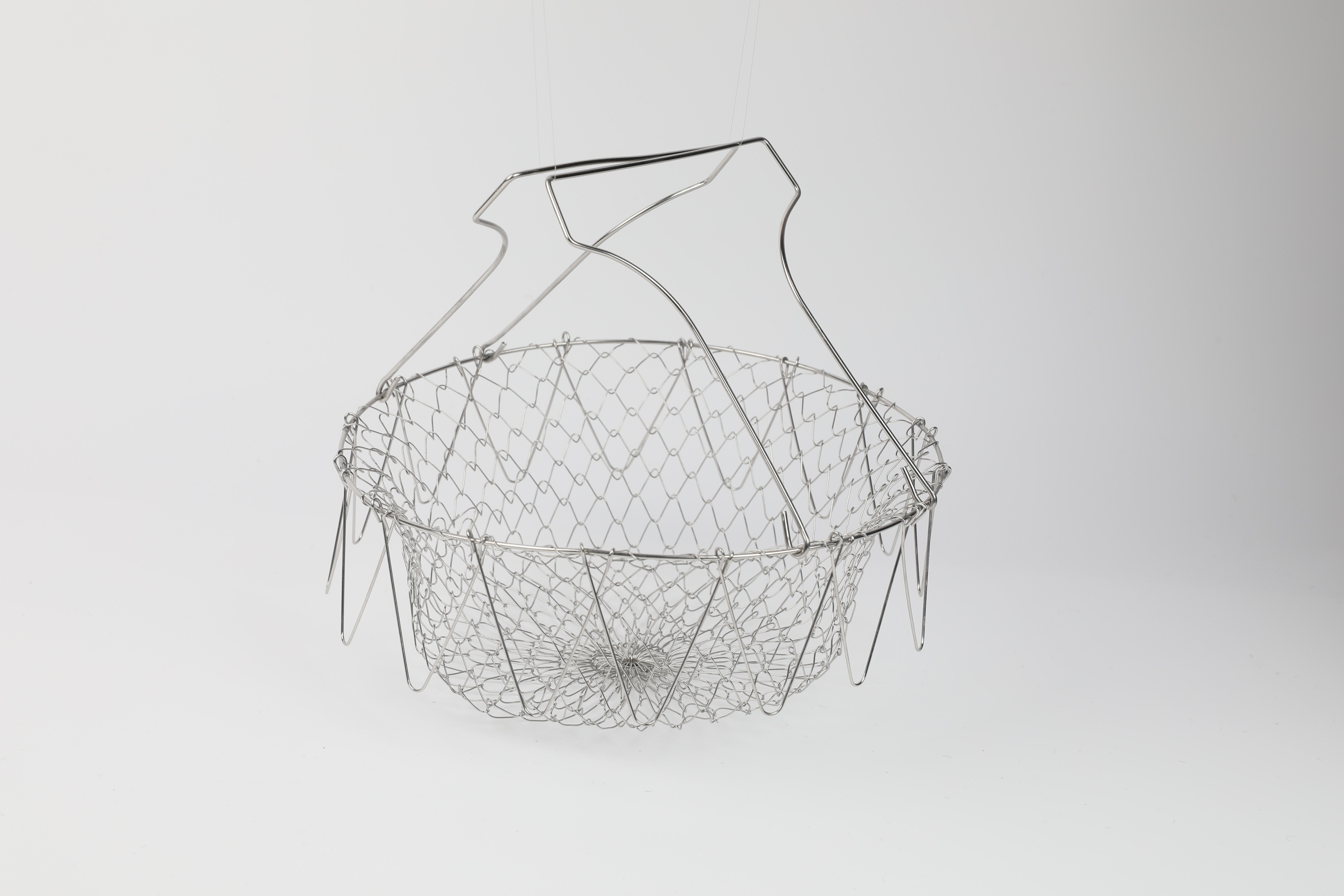 304 Fry Basket Foldable Stainless Steel Expandable Fries Baskets Kitchen Accessories Fry Hanging Shopping Basket