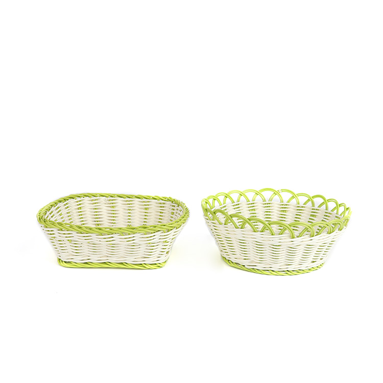 Basket Wholesale Hot Selling Green Color Kitchen Plastic Christmas Basket Material: Imitation Rattan Weaving