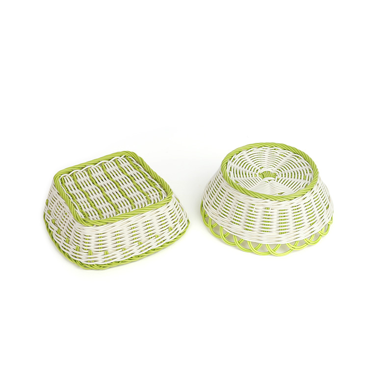 Basket Wholesale Hot Selling Green Color Kitchen Plastic Christmas Basket Material: Imitation Rattan Weaving