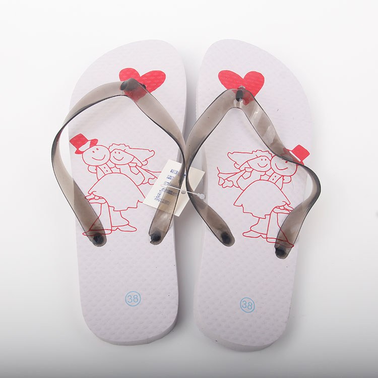 D-Transparent Plastic Strip Printed Newcomer Pattern Pe Flip-flops