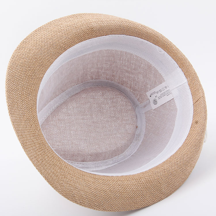 D-Surrounding Webbing And Lining Bowler Hat Shaped Woven Paper Straw Woven Hat Sun Hat