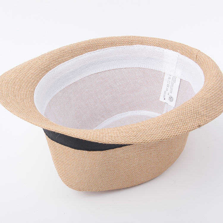 D-Surrounding Webbing And Lining Bowler Hat Shaped Woven Paper Straw Woven Hat Sun Hat