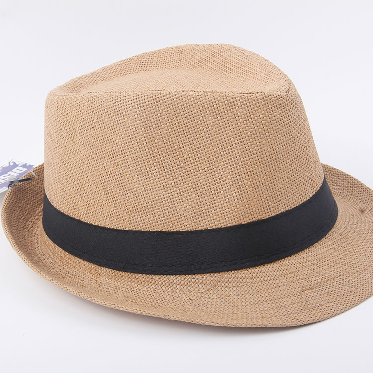 D-Surrounding Webbing And Lining Bowler Hat Shaped Woven Paper Straw Woven Hat Sun Hat