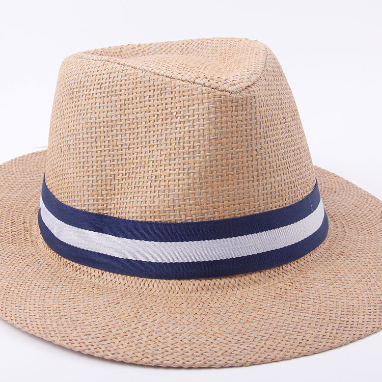 D-Weave Band Plus Lining Big Brim Bowler Hat Shaped Straw Woven Hat Sun Visor