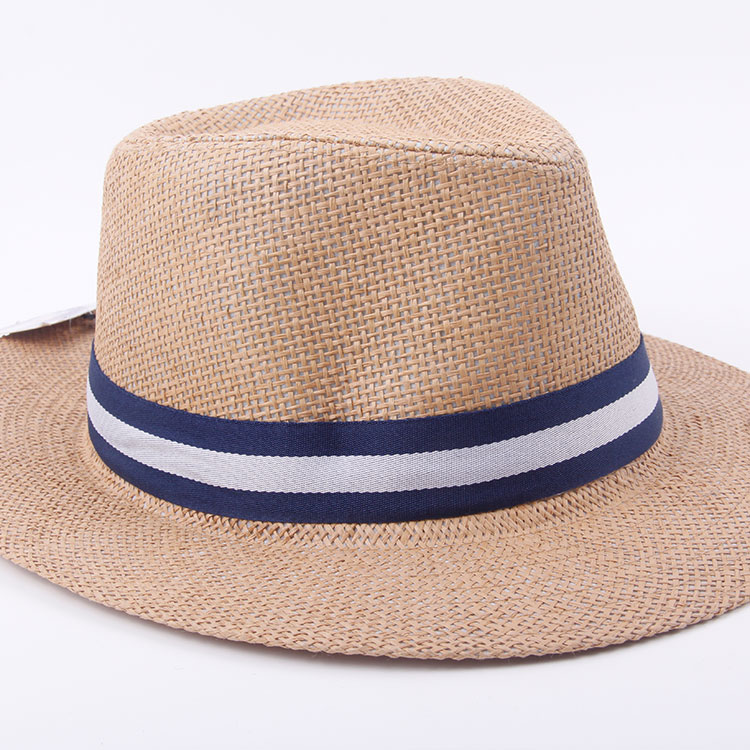 D-Weave Band Plus Lining Big Brim Bowler Hat Shaped Straw Woven Hat Sun Visor