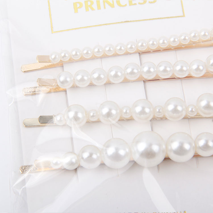 P-4PC Different Shaped Pearl Hair Clips
