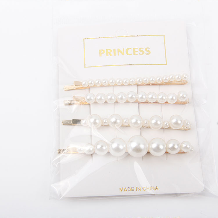 P-4PC Different Shaped Pearl Hair Clips