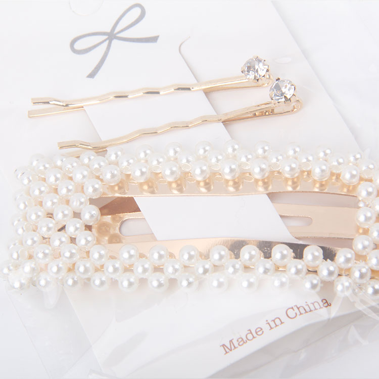 P-2PC Diamante Clip + 1PC Pearl Hair Clip 2