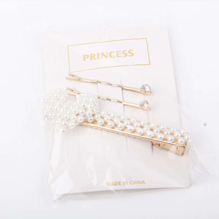 P-2PC Diamante Clip + 1PC Pearl Hair Clip 4