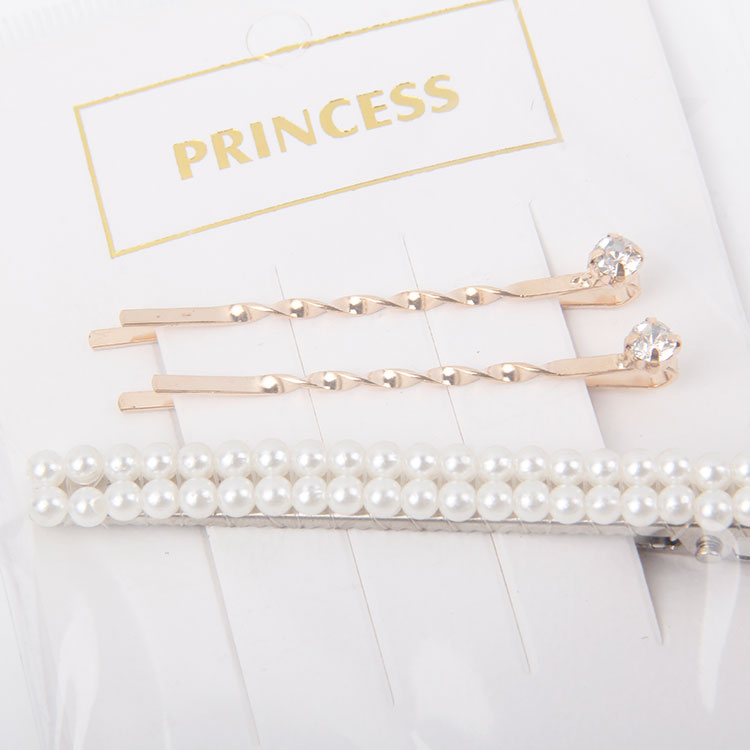 P-2PC Diamante Clip + 1PC Pearl Hair Clip 5