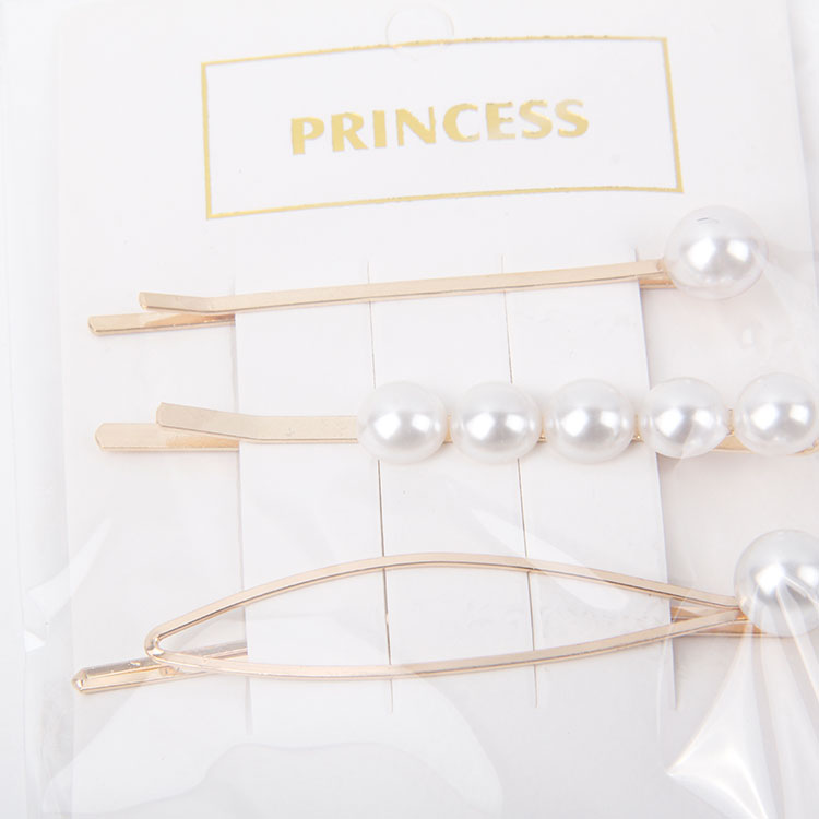 P-3PC Different Shape Pearl Hair Clip