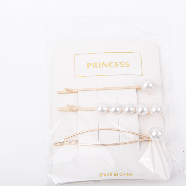 P-3PC Different Shape Pearl Hair Clip