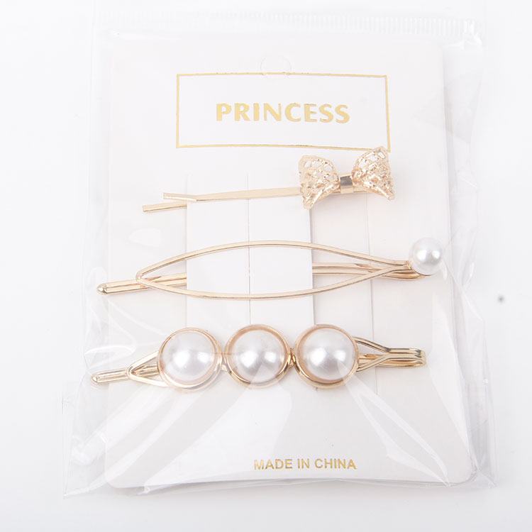 P-1PC One Clip + 2PC Pearl Hair Clips 1