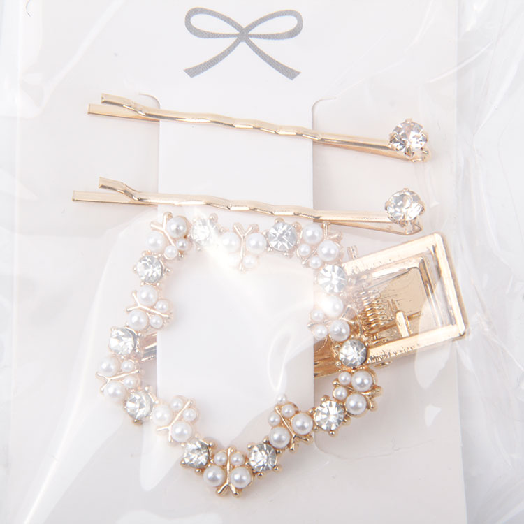 P-2PC Diamante Clip + 1PC Pearl Hair Clip 9