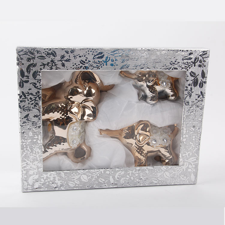 U-3PC Sticky Diamond Elephant Vintage Craft Ornament Set