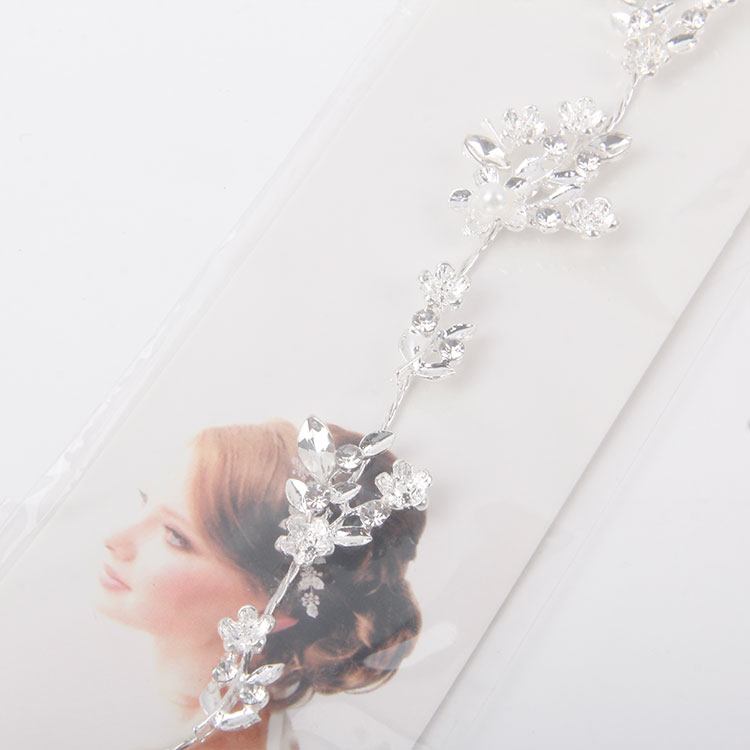 P-Flower Band Headband Chain With Pearls And Diamonds