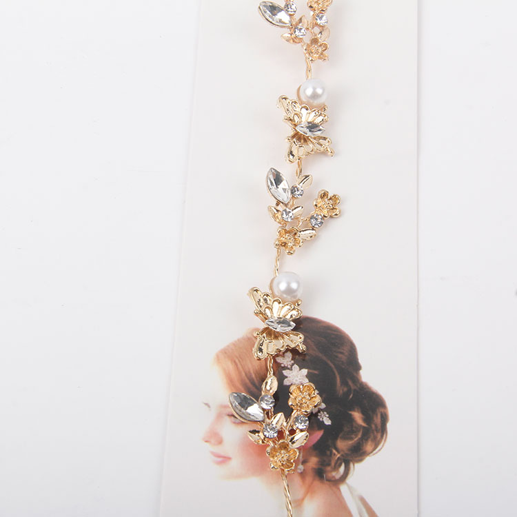 P-Butterfly Headband Chain With Pearls And Diamonds