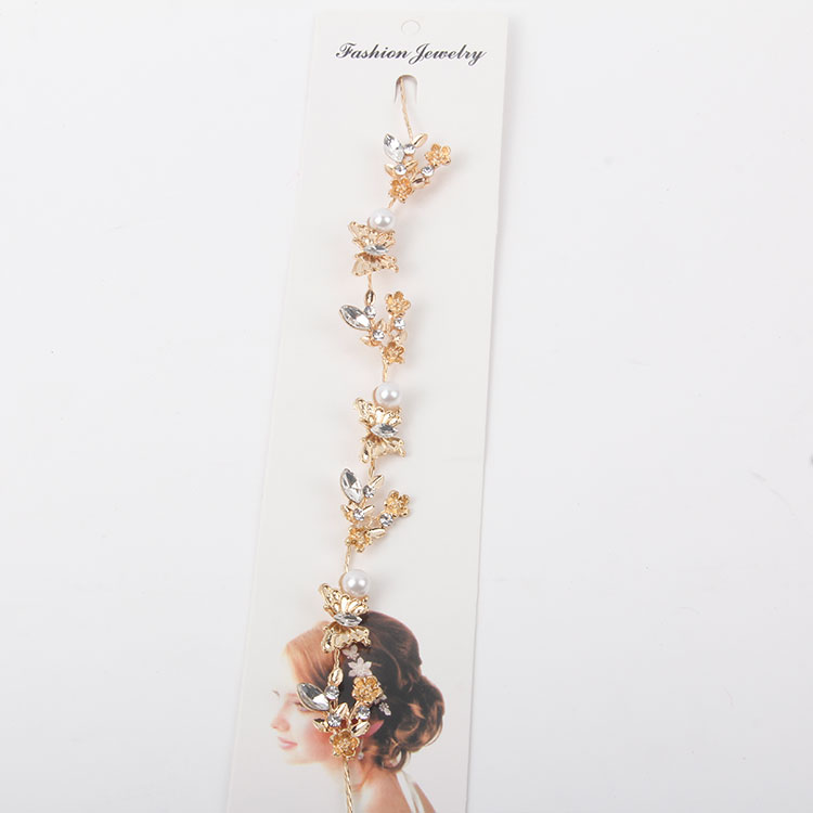 P-Butterfly Headband Chain With Pearls And Diamonds