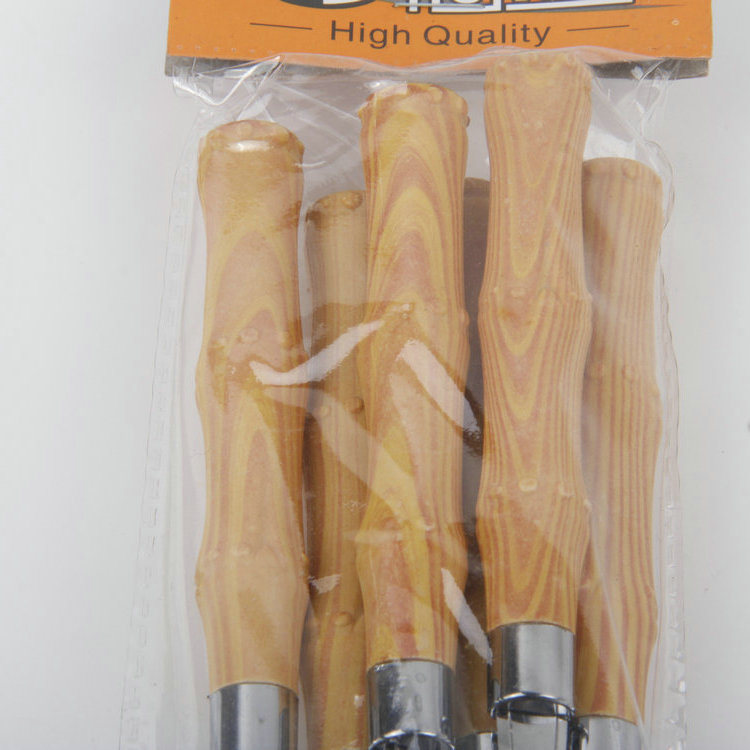 A-6PC Small Faux Bamboo Woodgrain Plastic Handle 410 Stainless Steel Spoon
