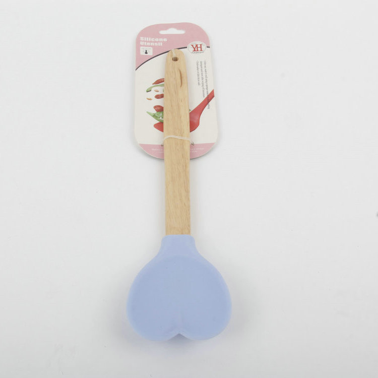 A-Silicone Spoon with Hole for Hanging Wooden Handle 1