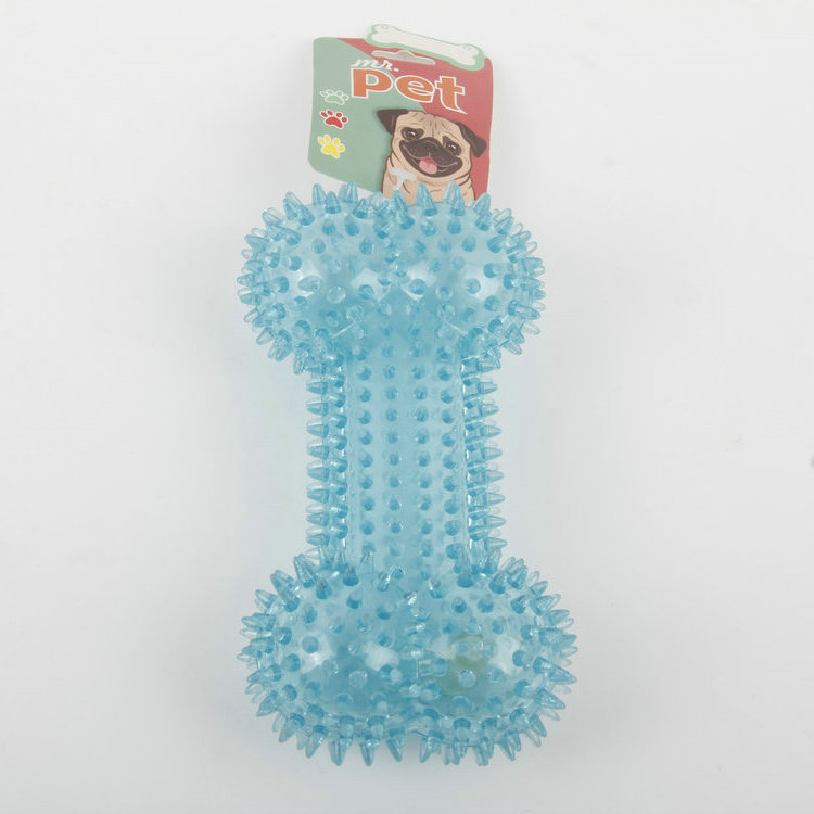 S-S-Spiked clear TPR Bone Shaped Pet Toy With Sound