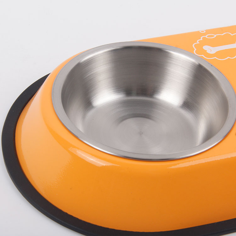 S-Stainless Steel Rounded Double Compartment Pet Bowl