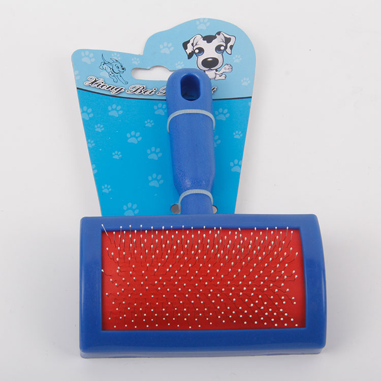 S-Plastic Handle with Hanging Holes, One-Sided Rectangular Pin Massage Pet Comb