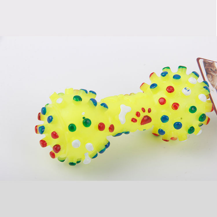 S-Dog Paw + Bone Print Dumbbell Shape With Sounding Vinyl Pet Toy