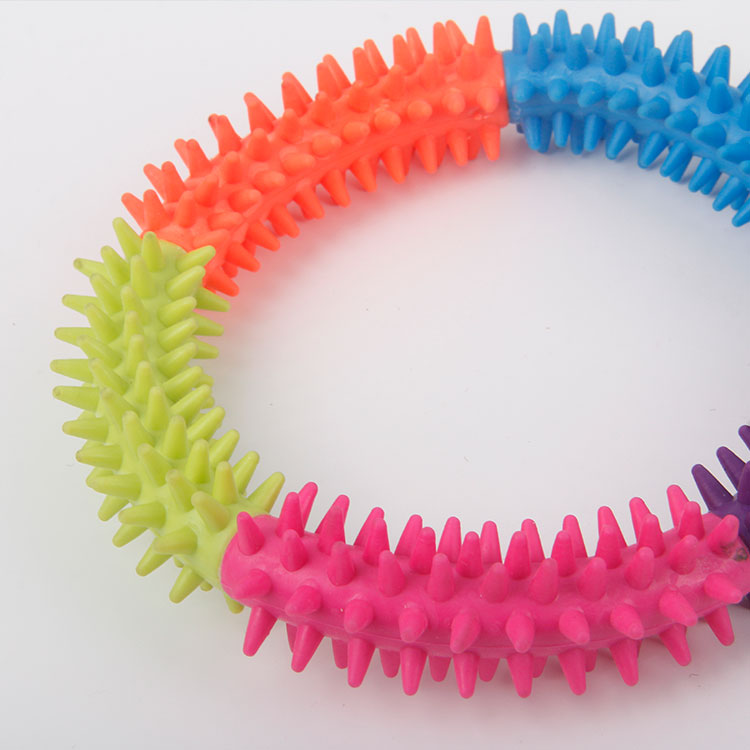 S-Round 5-Coloured Spiny Ring TPR Pet Chew Toy