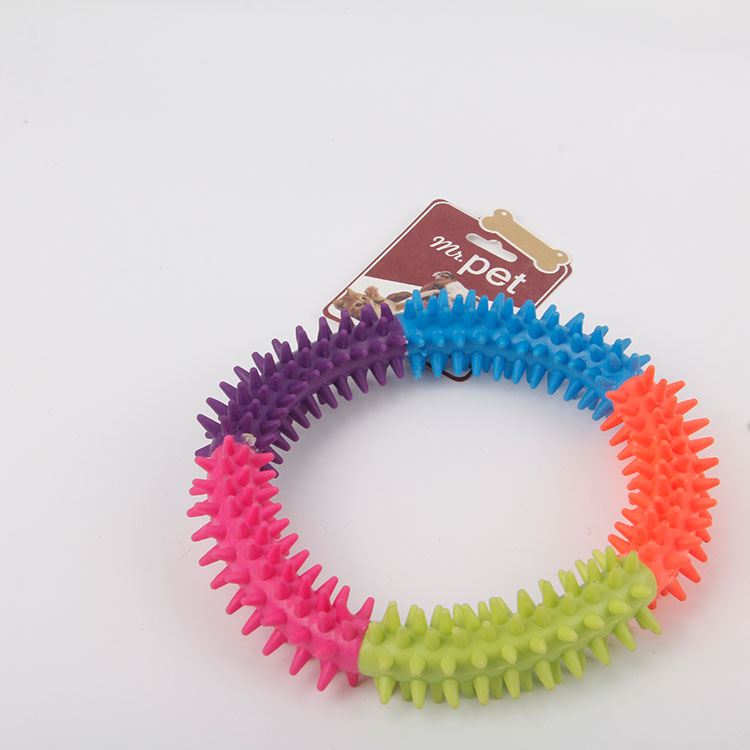 S-Round 5-Coloured Spiny Ring TPR Pet Chew Toy