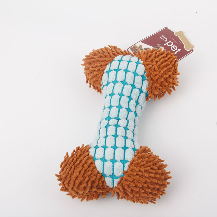 S-Bone Shaped Pet Chew Toy with Short Strips of Fleece