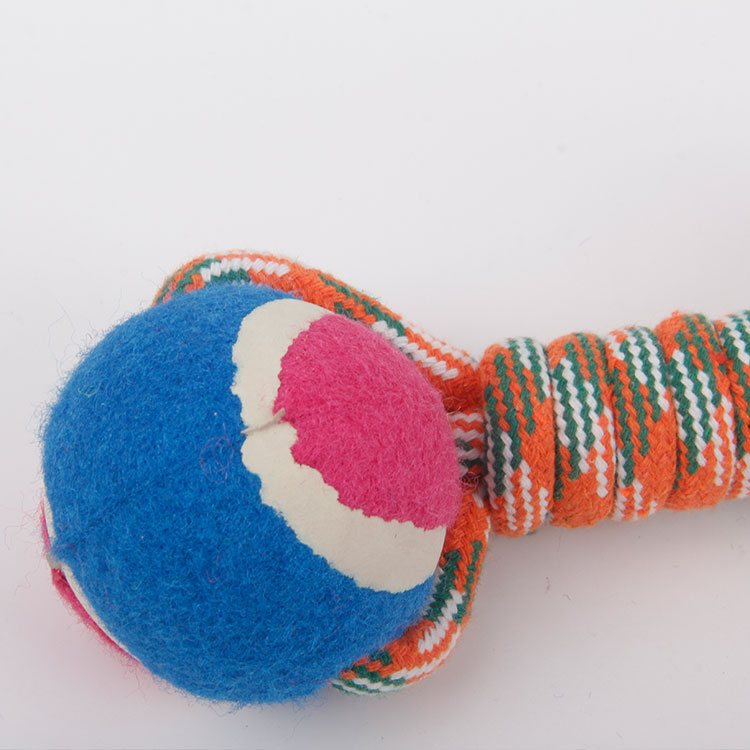 S-Coloured Cotton Rope Double Tennis Ball Winding Rope Dumbbell Style Cotton Rope Pet Toy