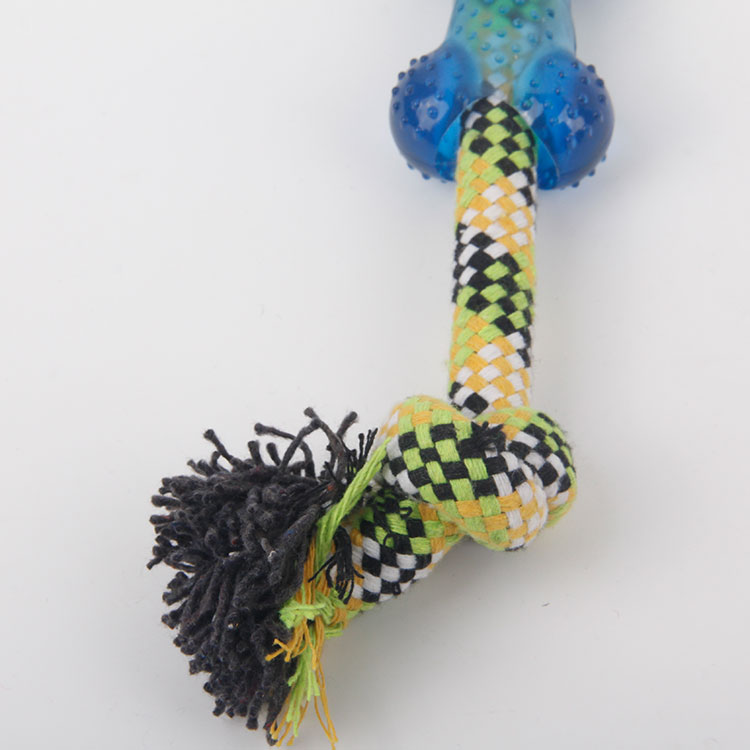 Y063613 @S-Four-Color Y-Braided Rope With Twisted Knot Tassel Pet Cotton Rope Toy