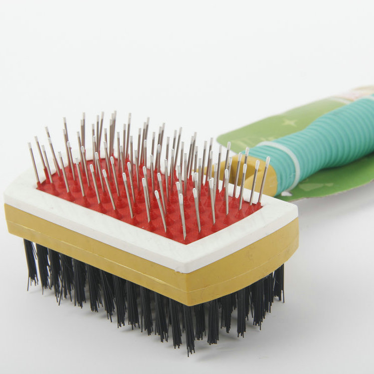 S- Horizontal Grained Plastic Handle, Plastic Steel Needle, Double-sided Pet Brush, Pet Comb And Bri