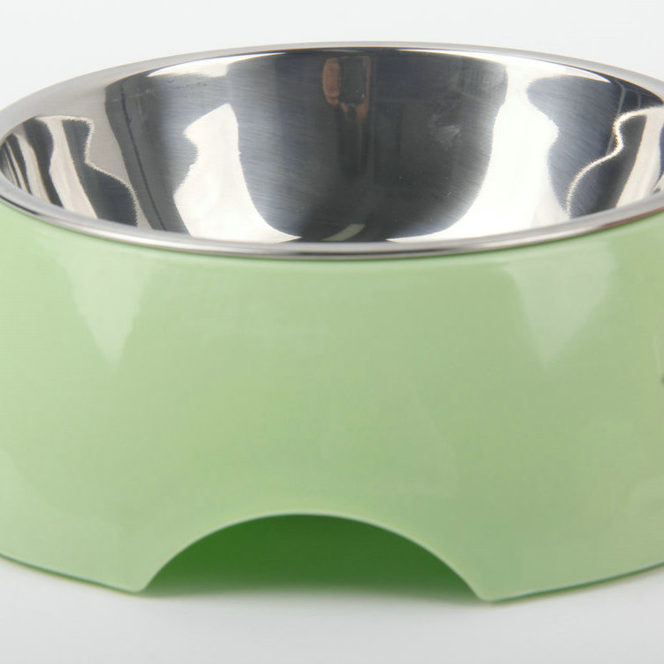 S-400ML Round Melamine Pet Bowl With Stainless Steel Bowl