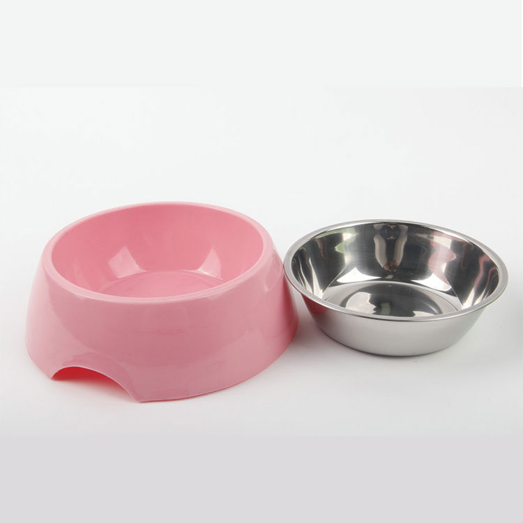 S-400ML Round Melamine Pet Bowl With Stainless Steel Bowl