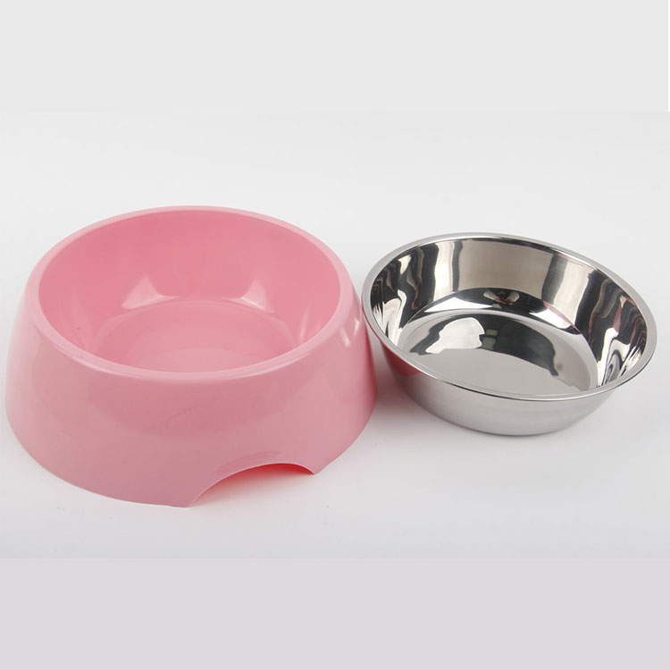 S-800ML Round Melamine Pet Bowl With Stainless Steel Bowl Pet Bowl
