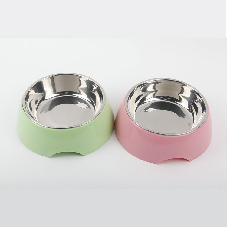 S-800ML Round Melamine Pet Bowl With Stainless Steel Bowl Pet Bowl