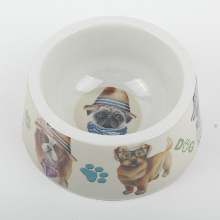 S-Single Port Pet Pattern Bottom Non-slip Round Melamine Pet Bowl Pet Bowl 1