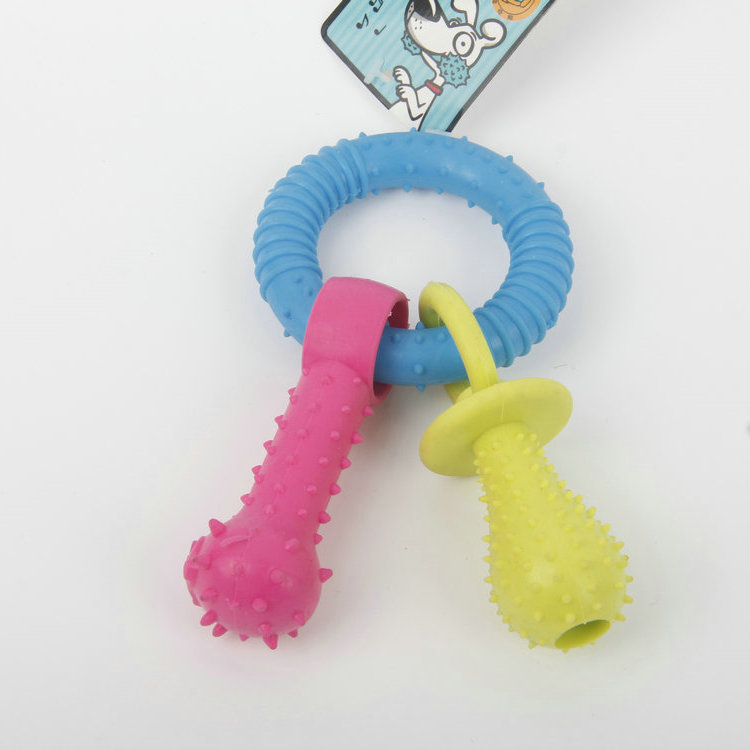 S-With A Hammer And A Pacifier Pendant With A Raised Thorn-like Ring TPR Pet Chewing Toy