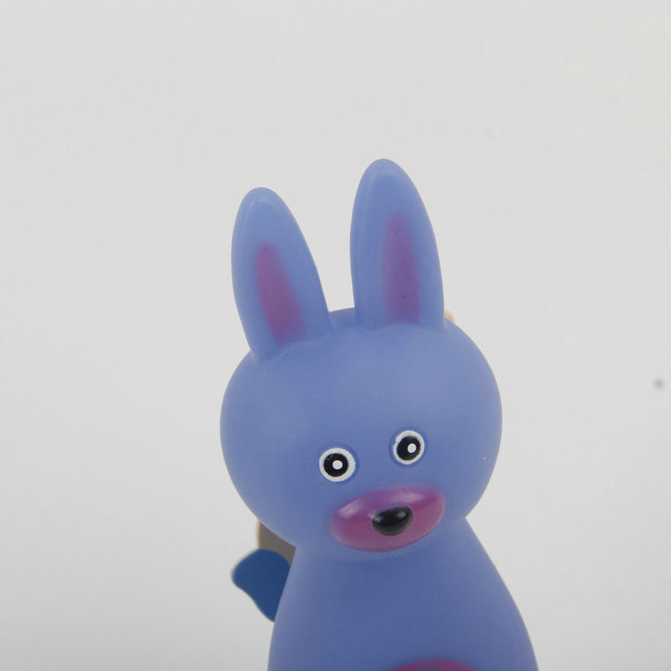 S-Three-Dimensional Cartoon Rabbit Head With Voice Vinyl Pet Toy