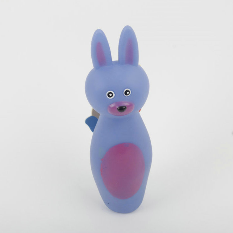 S-Three-Dimensional Cartoon Rabbit Head With Voice Vinyl Pet Toy