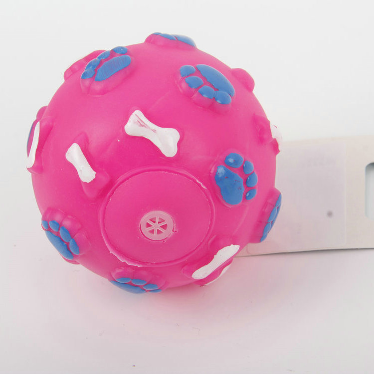 S-Footprint+Bone With Sound Round Ball Pet Toy