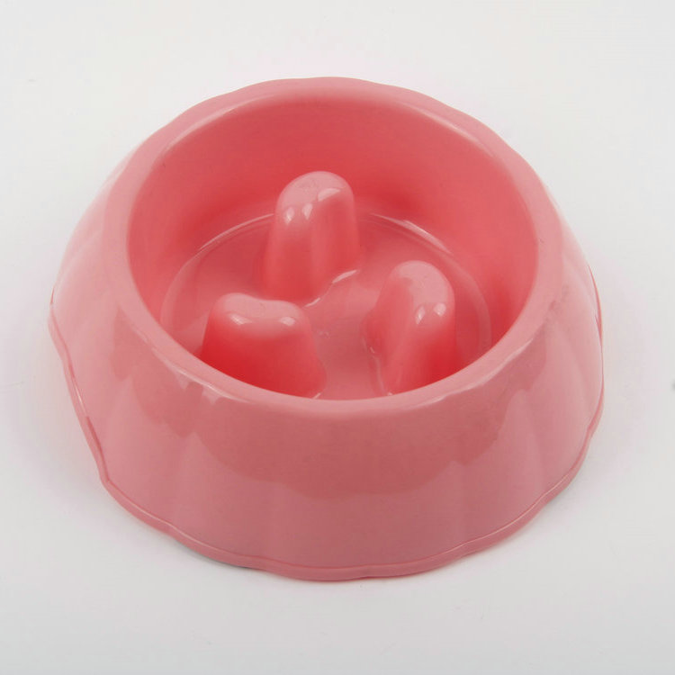 S-Round Shaped Middle Raised Plastic Slow Food Bowl Pet Bowl