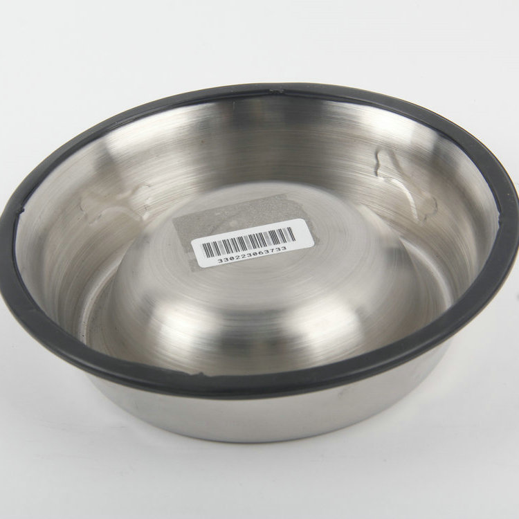 S-16cm Round Bottom With Silicone Bone Stainless Steel Pet Basin