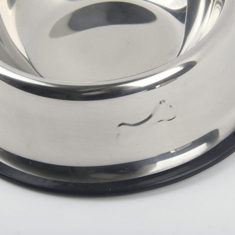 S-18cm Round Bottom With Silicone Bone Stainless Steel Pet Basin