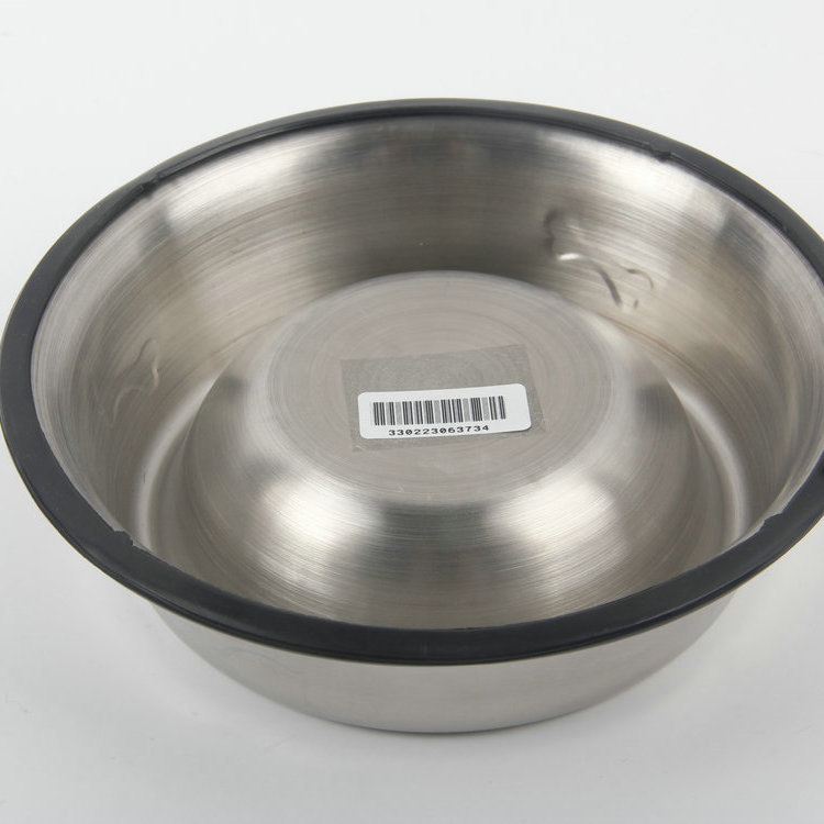 S-18cm Round Bottom With Silicone Bone Stainless Steel Pet Basin